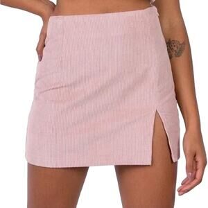 PRINCESS POLLY Pink Corduroy Short Mini Skirt with Front Slit ~ Women's Size 6